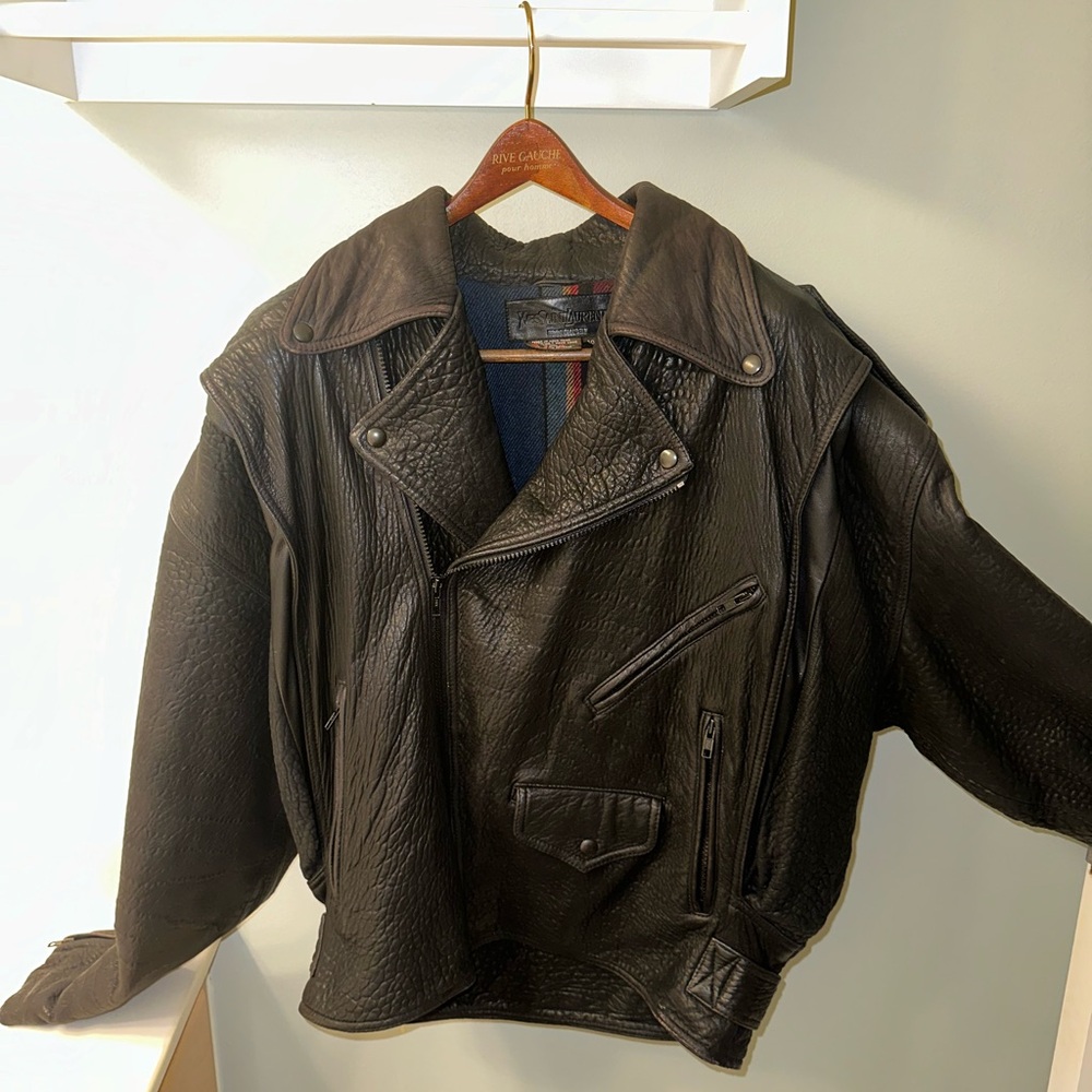 CUSTOM Yves Saint Laurent Blanket Lined Leather Biker Jacket